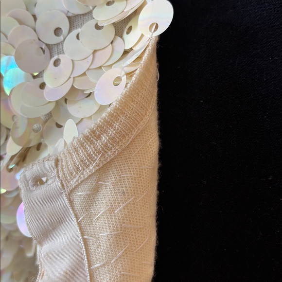 Norma Kamali Vintage 1980 Pailette Sequin Cream Iridescent Cardigan size Medium - Picture 11 of 13